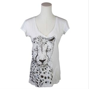 Key Closet White Leopard Rare Premium Graphic Cotton Tee M Animal Print Shirt
